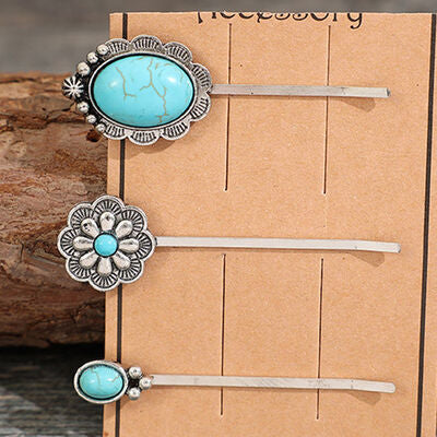 3 PCS/Set Artificial Turquoise Hair Pins - Flyclothing LLC