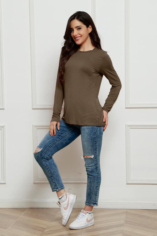 Basic Bae Full Size Round Neck Long Sleeve Top - Flyclothing LLC