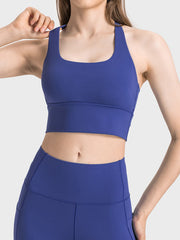 Scoop Neck Crisscross Straps Sports Bra - Flyclothing LLC