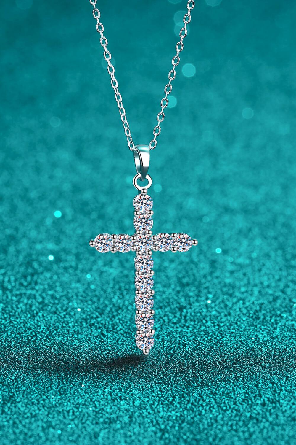 925 Sterling Silver Cross Moissanite Necklace - Flyclothing LLC