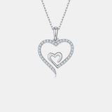 Moissanite 925 Sterling Silver Heart Pendant Necklace - Flyclothing LLC