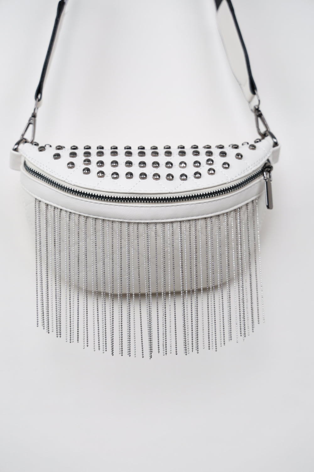 PU Leather Studded Sling Bag with Fringes - Flyclothing LLC