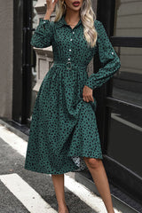 Polka Dot Tied Button Up Dress - Flyclothing LLC