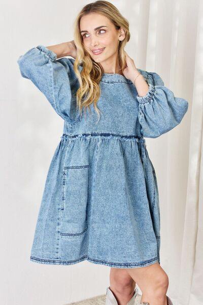 HEYSON Full Size Oversized Denim Babydoll Dress - Flyclothing LLC