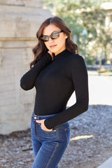 Basic Bae Full Size Mock Neck Long Sleeve Bodysuit - Flyclothing LLC