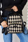 David Jones Argyle Pattern PU Leather Backpack - Flyclothing LLC