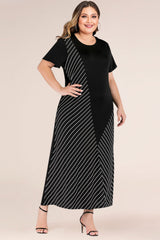 Plus Size Striped Color Block Tee Dress - Flyclothing LLC