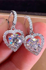 2 Carat Moissanite Platinum-Plated Heart Drop Earrings - Trendsi