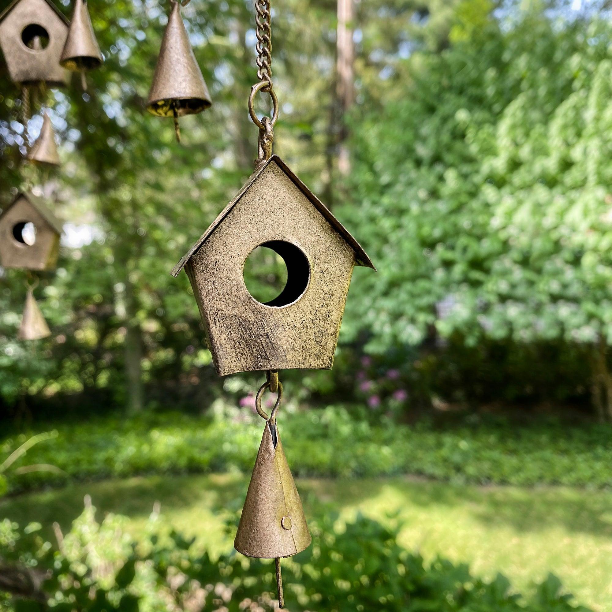 Handcrafted Bird Chime, Recycled Iron and Glass Beads - Flyclothing LLC