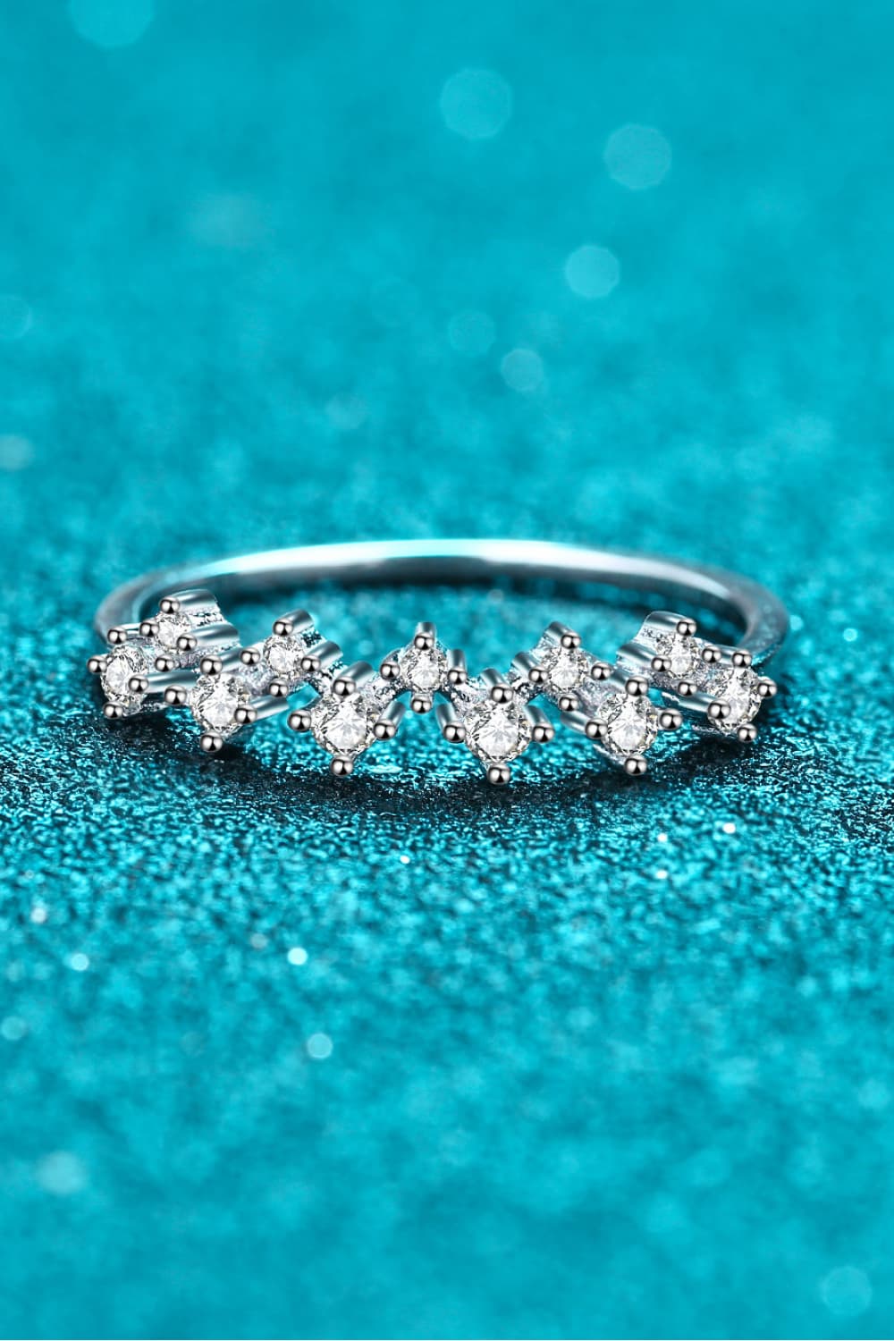 Moissanite Rhodium-Plated Half-Eternity Ring - Flyclothing LLC