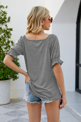 Short Flounce Sleeve Top - Flyclothing LLC