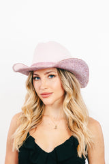 Fame Pave Rhinestone Trim Faux Suede Hat - Flyclothing LLC