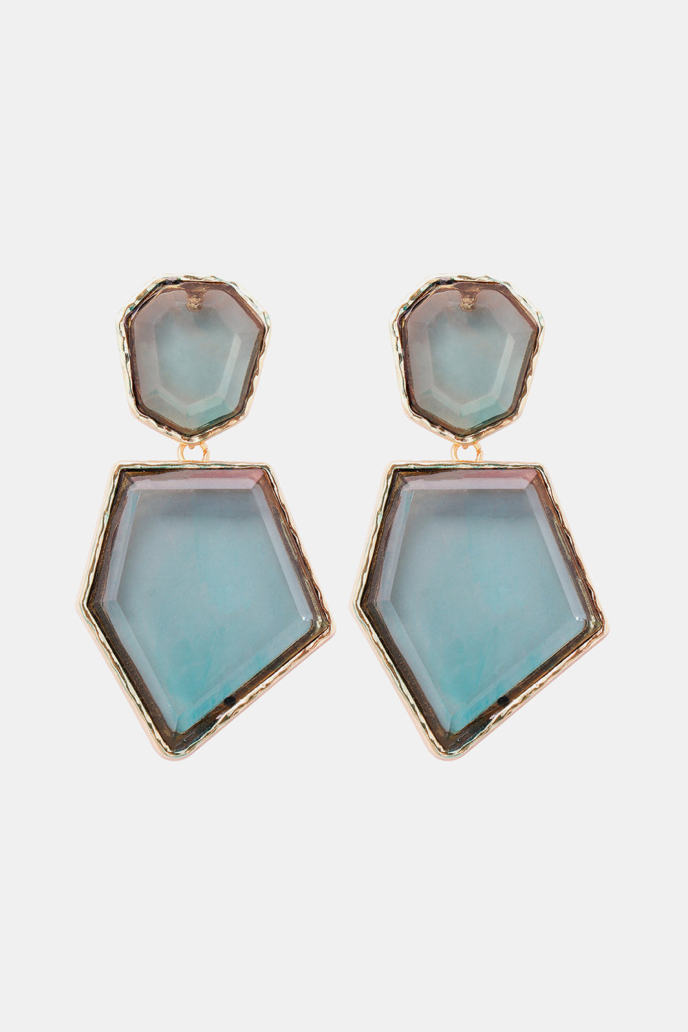 Geometrical Shape Zinc Alloy Frame Resin Dangle Earrings - Flyclothing LLC