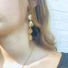 Geometric Tiered Brass Drop Earrings - Flyclothing LLC