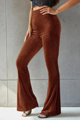 Ribbed High Waist Flare Pants - Flyclothing LLC