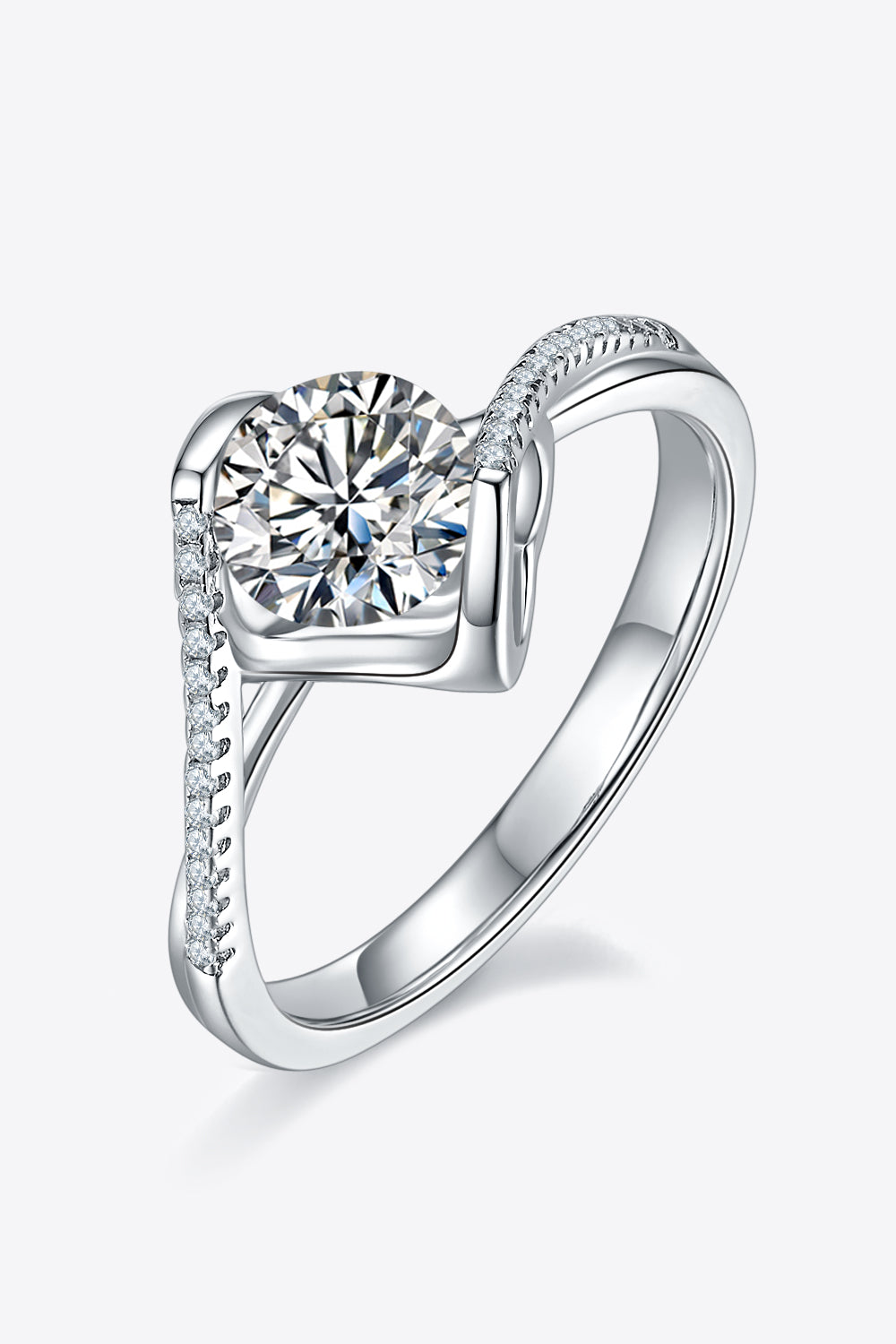 1 Carat Moissanite 925 Sterling Silver Twisted Ring - Flyclothing LLC