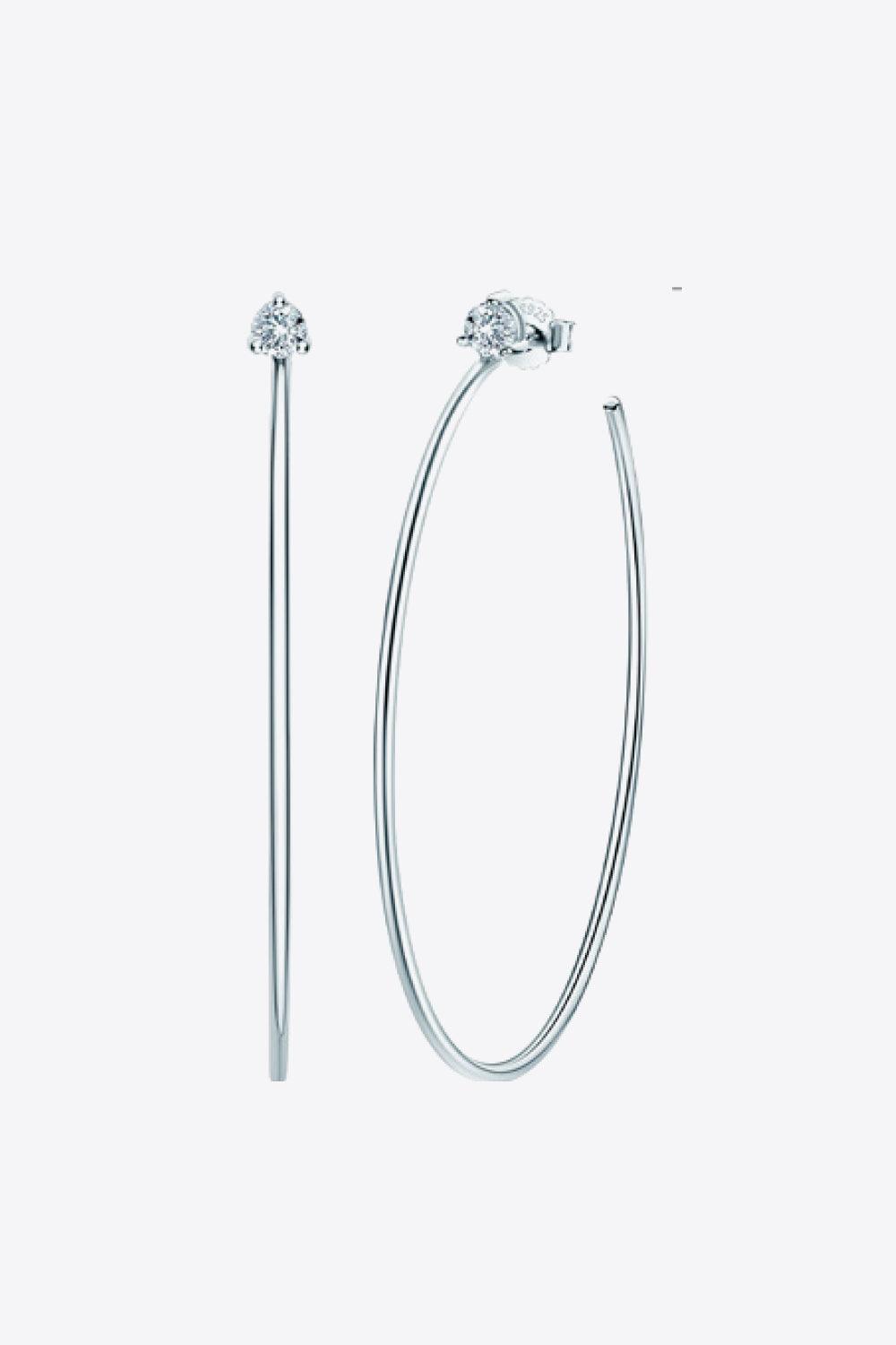 925 Sterling Silver Moissanite Hoop Earrings - Flyclothing LLC