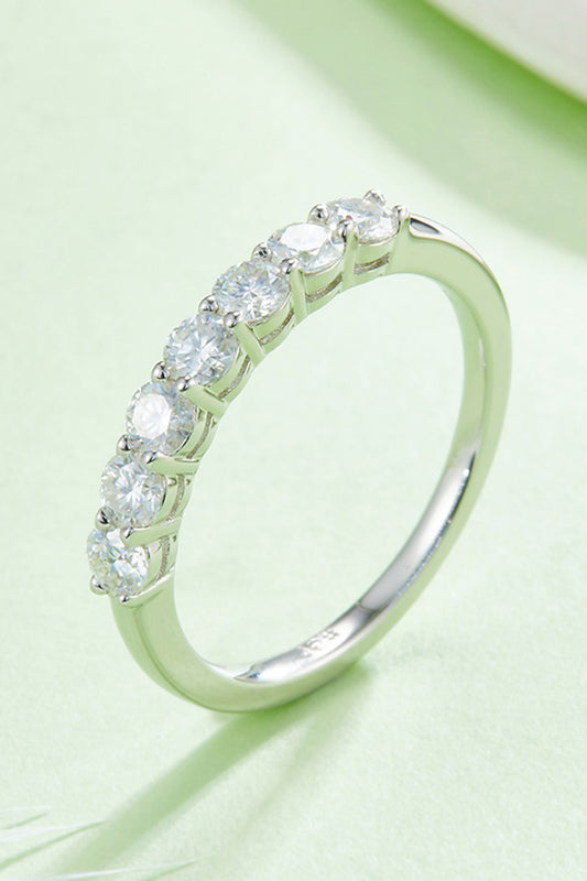 Moissanite Platinum-Plated Half-Eternity Ring - Flyclothing LLC