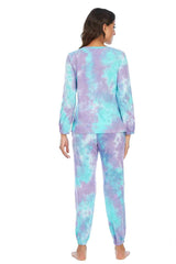 Tie-Dye Top and Drawstring Pants Lounge Set - Flyclothing LLC