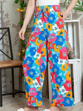 Printed Drawstring Wide Leg Pants - Trendsi