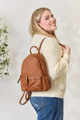 SHOMICO PU Leather Woven Backpack - Flyclothing LLC