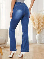 High Waist Bootcut Jeans with Pockets - Flyclothing LLC