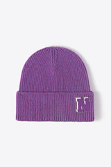 Letter N Patch Cuffed Knit Beanie - Flyclothing LLC