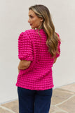 And The Why Full Size Bubble textured Puff Sleeve Top - Flyclothing LLC