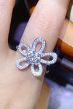 1 Carat Moissanite Flower-Shape Open Ring - Flyclothing LLC