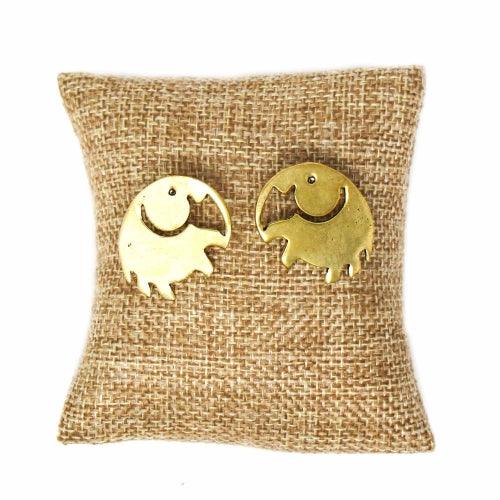 Elephant Brass Stud Earrings - Flyclothing LLC