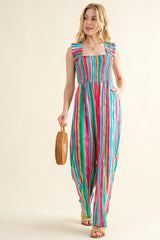 And The Why Full Size Striped Smocked Sleeveless Jumpsuit - Flyclothing LLC