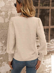 Swiss Dot Lace Detail Blouse - Flyclothing LLC