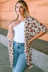 Printed Open Front Half Sleeve Cardigan - Flyclothing LLC