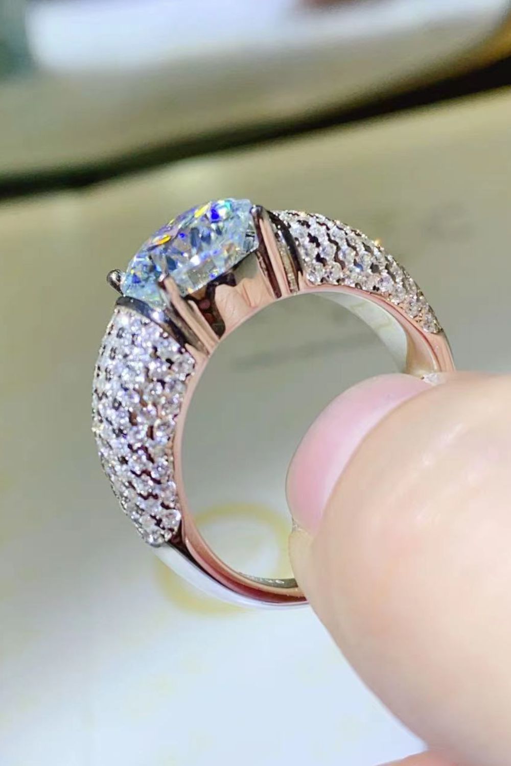 3 Carat Moissanite Side Stone Ring - Flyclothing LLC