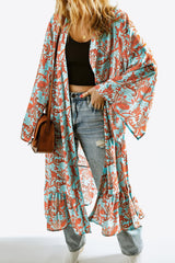 Printed Open Front Duster Cardigan - Flyclothing LLC