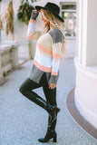 Color Block Open Front Slit Cardigan - Trendsi