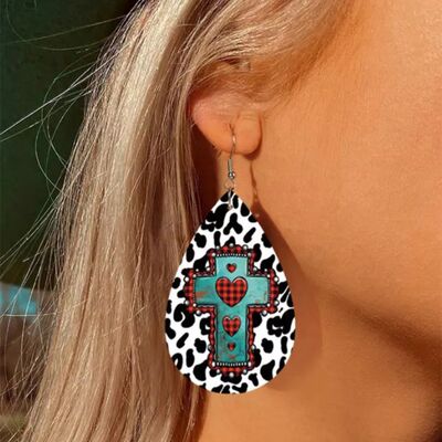 PU Leather Iron Hook Teardrop Earrings - Flyclothing LLC