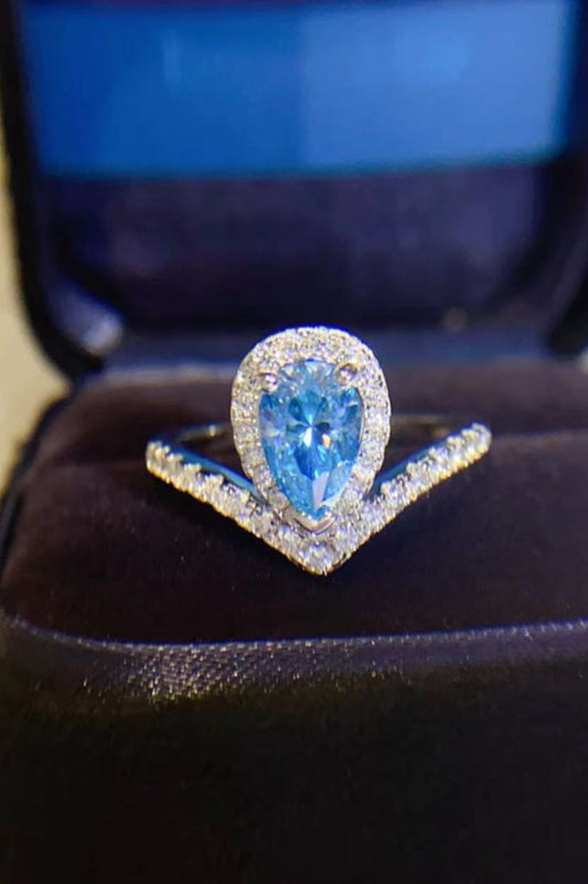 1 Carat Pear Shape Moissanite Heart Ring - Flyclothing LLC