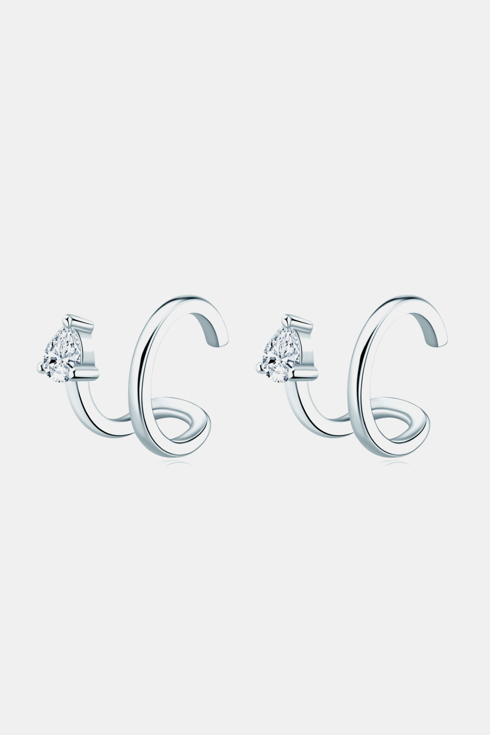 Moissanite 925 Sterling Silver Cuff Earrings - Flyclothing LLC