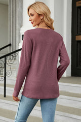 V-Neck Long Sleeve Blouse - Flyclothing LLC