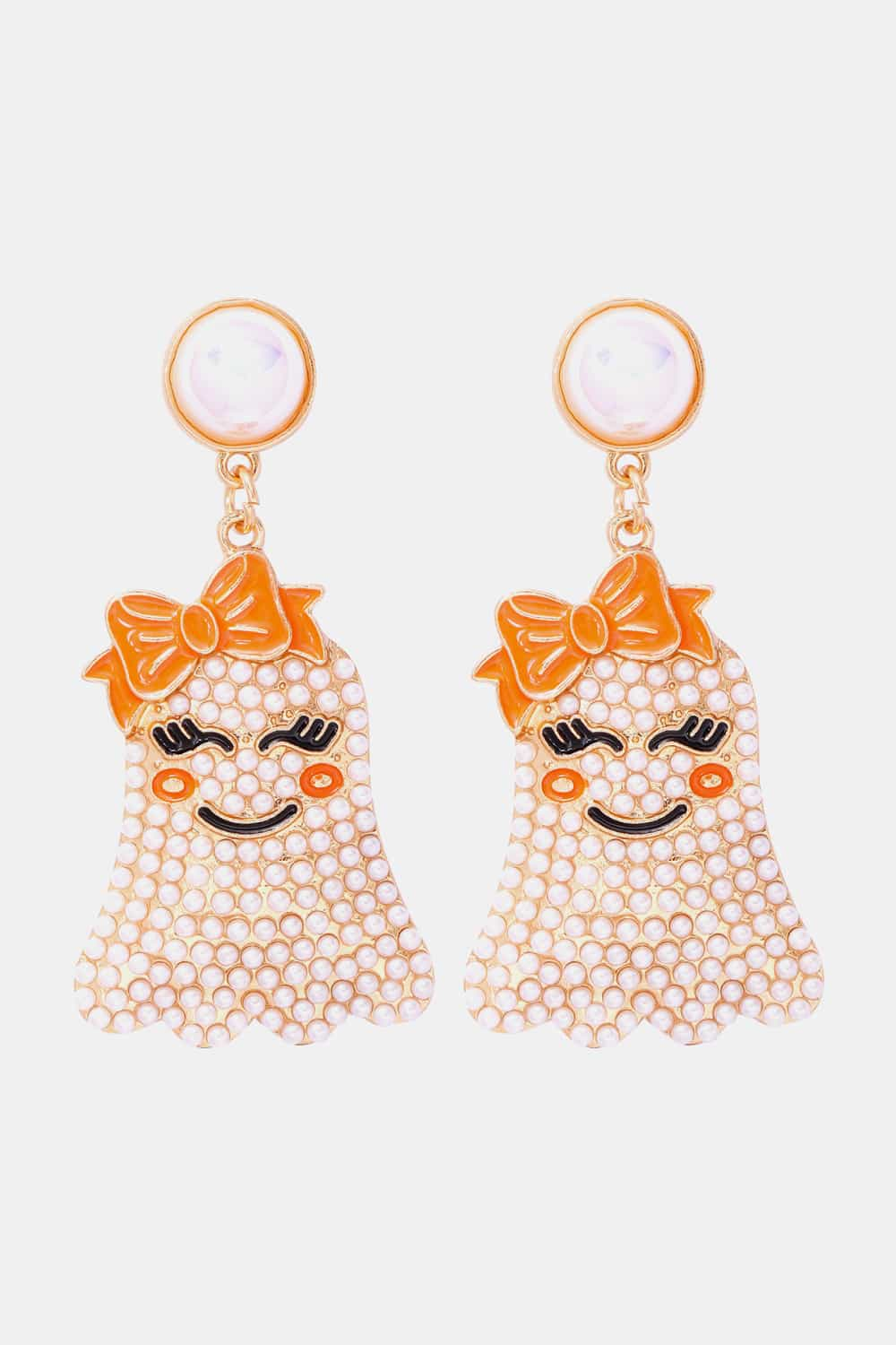 Smiling Ghost Shape Synthetic Pearl Earrings - Flyclothing LLC