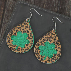 Leopard Hollowed Leather Teardrop Earrings - Flyclothing LLC