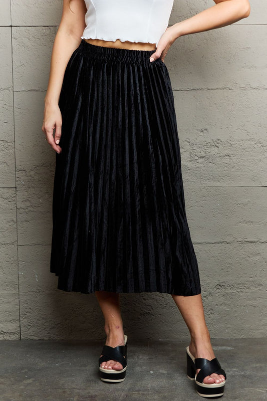 Ninexis Accordion Pleated Flowy Midi Skirt - Flyclothing LLC