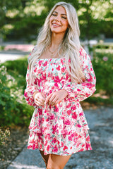 Floral Square Neck Layered Dress - Flyclothing LLC