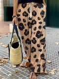 Leopard Wide Leg Pants - Trendsi