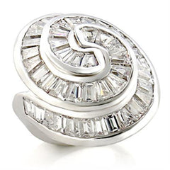 Alamode Rhodium Brass Ring with AAA Grade CZ in Clear