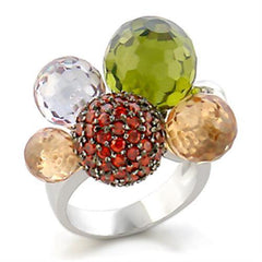 Alamode Rhodium + Ruthenium Brass Ring with AAA Grade CZ in Multi Color - Alamode