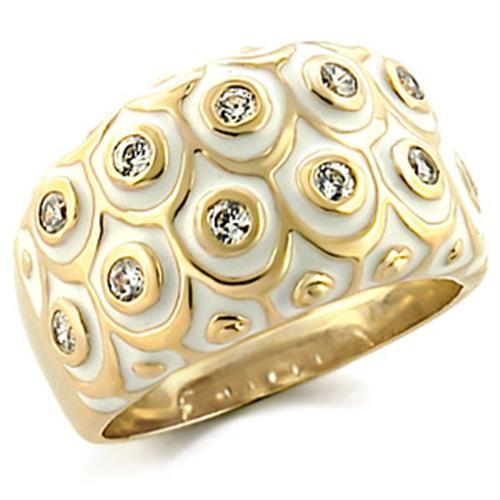 Alamode Gold Brass Ring with AAA Grade CZ in Clear