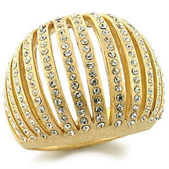 Alamode Gold Brass Ring with Top Grade Crystal in Clear