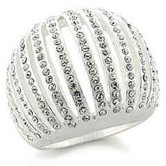 Alamode Silver Brass Ring with Top Grade Crystal in Clear - Alamode